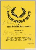 Signed Achilles Schools' Relays & the Pentland Mile programmes, at Iffley Road, Oxford, 7th May 1954
