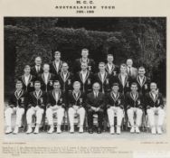 Black and white team photograph of the 1965-66 MCC tour to Australia,