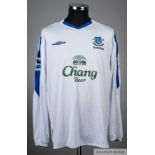Kevin Kilbane white and blue No.14 Everton long-sleeved shirt, 2004-05
