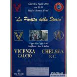 Official match poster Vicenza v Chelsea European Cup Winners` Cup semi-final, 1998