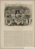 Extract from an 1891 Harper's Weekly magazine featuring a full page illustrated article on Cricket