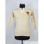 Sam Irvin white woolen England International match worn rugby shirt, 1905