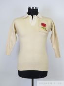 Sam Irvin white woolen England International match worn rugby shirt, 1905