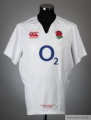 Billy Vunipola white England no.8 shirt v France in the 2015 World Cup Warm-up fixture