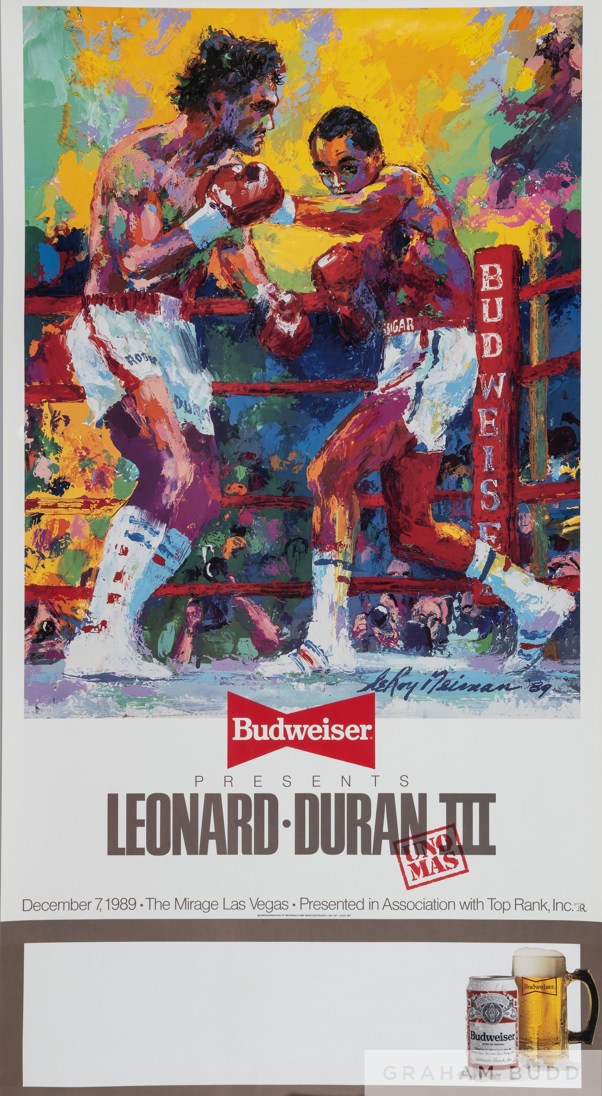 Sugar Ray Leonard v. Roberto Duran III fight poster, 7th December 1989