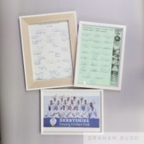 Six signed pieces relating to Derbyshire County Cricket Club