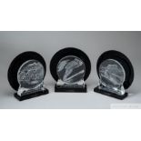Set of three 1992 Albertville Winter Olympic Lalique limited edition paperweights