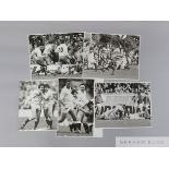 A nice collection of over 50 Rugby Union press photographs from the 1920s to the 1980s