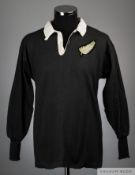 Bruce McLeod black and white No.2 New Zealand match worn rugby shirt, 1967