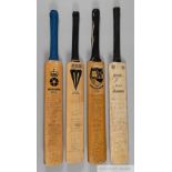 Four signed cricket bats from Derbyshire, Gloucestershire and Warwickshire CCC