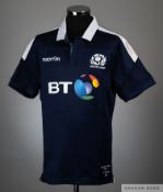 Tim Swinson navy & tartan Scotland no.19 Six Nations shirt v Ireland, Murrayfield, 4th February 2017