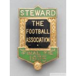 A gilt-metal and enamel 1935 F.A. Cup Steward's badge