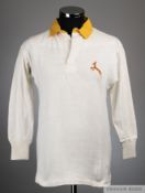 Piet Uys white and yellow No.9 South Africa International match worn rugby shirt