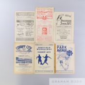 Eleven Cardiff City home and away match programmes 1940s-50s