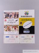 A collection of tickets from various England International Rugby Union games