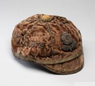 An extremely rare and important England first-ever Rugby International cap, 1871-1874