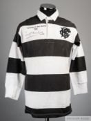 Sandy Carmichael black and white No.3 Barbarians (The Greatest Try) match worn shirt
