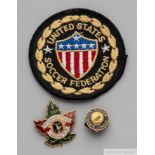 Micky Dulin gilt-metal and enamel 1957 Tottenham Hotspur Canadian Tour lapel badge