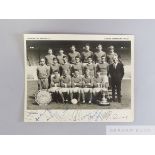 Black and white Manchester United 1964-65 League Champions team line-up photograph