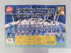 Rugby League Cup Final 1999 signed programme London Bronc v Leeds Rhinos, at Wembley 17th May 1999