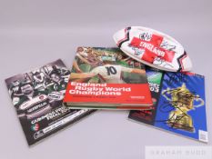 Signed rugby memorabilia,