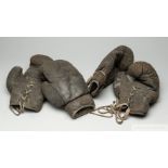 Jack London Snr v. Bruce Woodcock, two pairs of vintage boxing gloves, 1940s