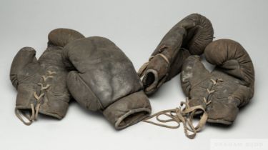 Jack London Snr v. Bruce Woodcock, two pairs of vintage boxing gloves, 1940s