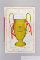 An autographed Manchester United 1968 European Cup Final celebration banquet menu
