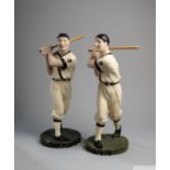 Two 20th century plaster baseball figures in Washington Senators outfits