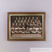 A black and white studio portrait of the 1930 British Rugby Team