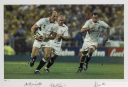 Trio of England 2003 World Cup wining team signed colour image,