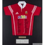 Red 2001 British Lions autographed short-sleeved shirt