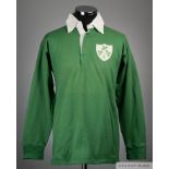 John O'Driscoll green and white no.6 Ireland International match worn shirt, 1981