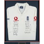 John Crawley white England v. Australia match worn long-sleeved shirt, 1999