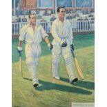 Denis Compton and Bill Edrich signed print featuring both players,