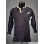Johnnie Wallace blue Scotland International match worn rugby shirt, 1924-25
