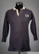 Johnnie Wallace blue Scotland International match worn rugby shirt, 1924-25