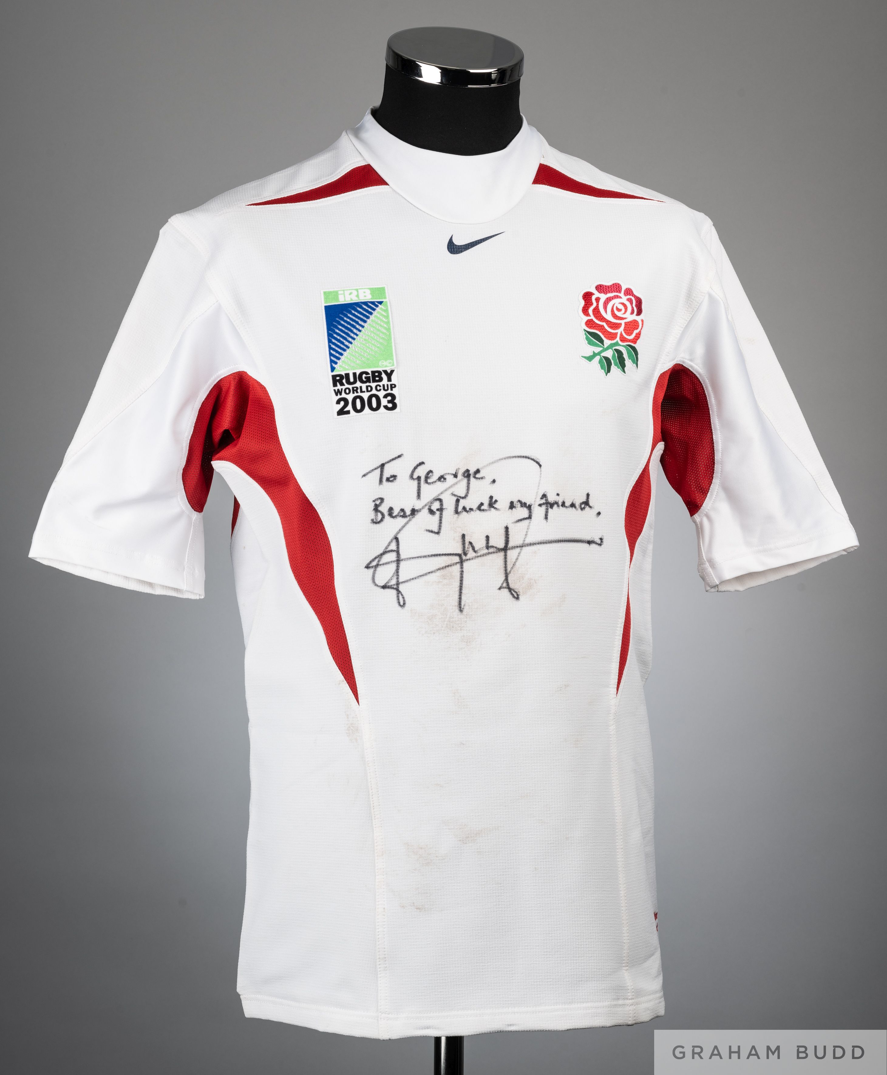 Jonny Wilkinson white and red No.10 England Rugby World Cup Final shirt