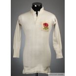 Peter Cranmer white No.13 England International match worn rugby shirt, 1936