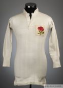 Peter Cranmer white No.13 England International match worn rugby shirt, 1936