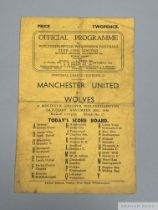 Wolverhampton Wanderers v. Manchester United match programme, 30th November 1946