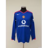Cristiano Ronaldo blue and red No.7 Manchester United match worn/issued long-sleeved shirt