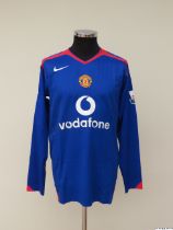 Cristiano Ronaldo blue and red No.7 Manchester United match worn/issued long-sleeved shirt