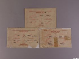 Three Manchester United single-sheet wartime match programmes, 1943-44