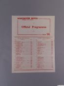 Manchester United rare Public Trail single-sheet programme, 14th August 1954