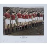 A colour print entitled The Busby Babes, The Last Line-up, 5th February 1958