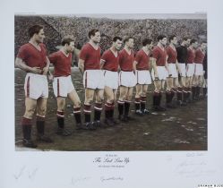 A colour print entitled The Busby Babes, The Last Line-up, 5th February 1958