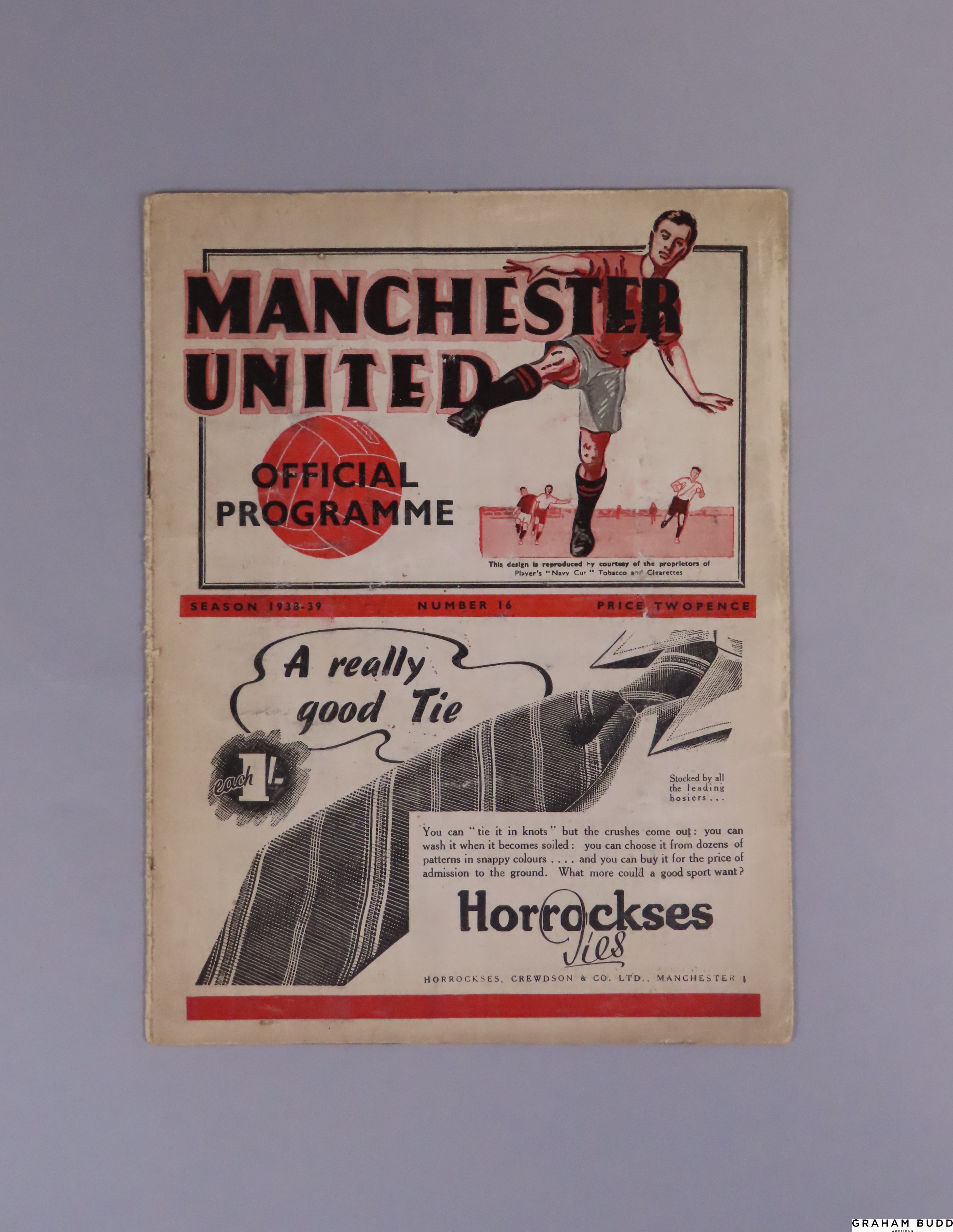 Manchester United v. Derby County, home league match programme, 1939