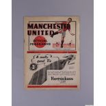 Manchester United v. Derby County, home league match programme, 1939