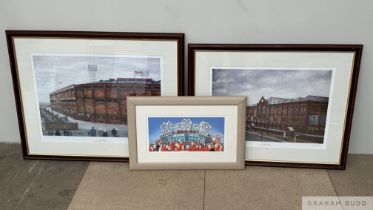 Two Old Trafford signed prints,